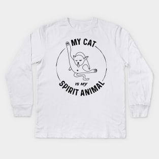 Rude Cat Is My Spirit Animal For Rude Cat Fans Kids Long Sleeve T-Shirt